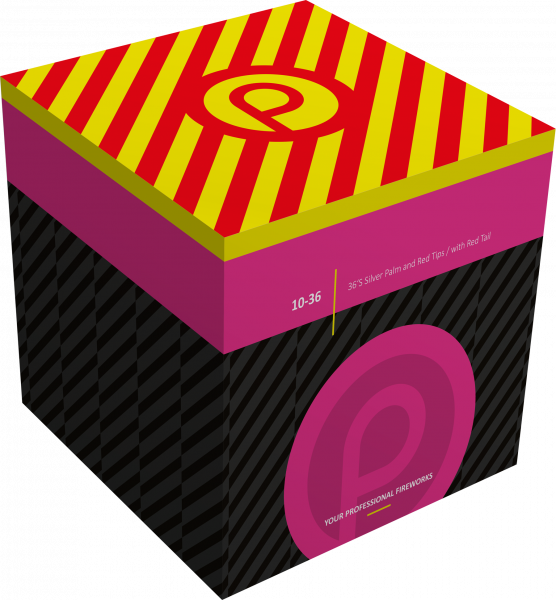 PP10-36 Silver Palm and Red Tips / with Red Tail