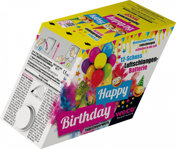 WECO Tagesbatterie Luftschlangenbatterie Happy Birthday